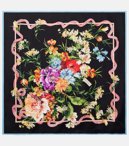 【DOLCE&GABBANA】ガーデニアプリント シルクツイル スカーフ Printed silk twill scarf in multicoloured - Dolce Gabbana