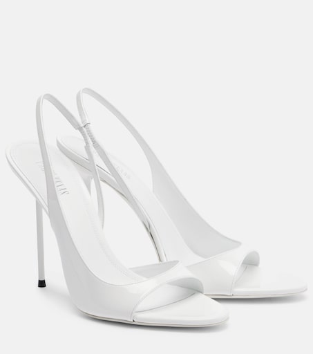 Lidia patent leather slingback sandals in white - Paris Texas