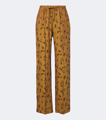 Floral wide-leg pants in yellow - Dries Van Noten | Mytheresa