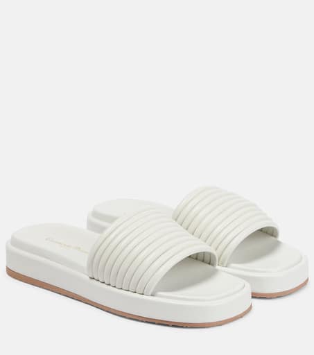 Leather flatform sandals in white Gianvito Rossi Mytheresa
