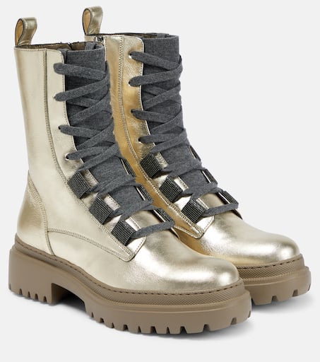 シューズ・サンダルその他 BRUNELLO CUCINELLI SMOOTH LEATHER LACE-UP BOOTS WITH MONILI P00717115.jpg