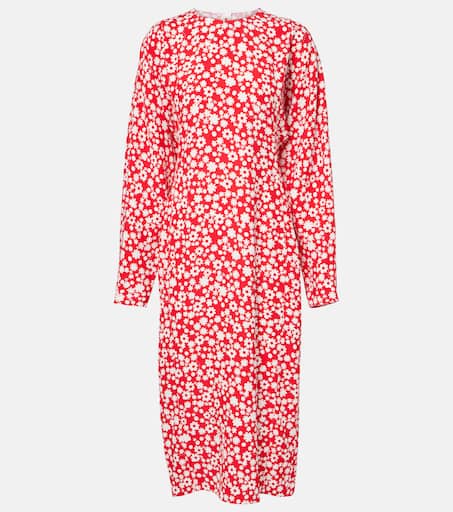 【MARNI】 Floral enver satin midi dress Floral enver satin midi dress in red - Marni | Mytheresa
