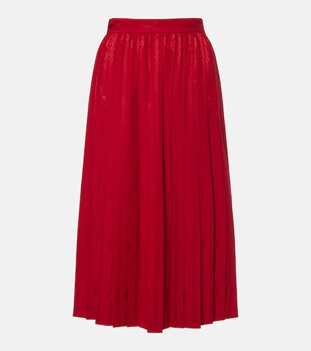Interlocking G silk jacquard midi skirt in red - Gucci | Mytheresa