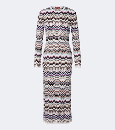 Missoni, Zigzag knitted wool-blend midi dress, Women, Multicolor, US 4, Dresses, Wool