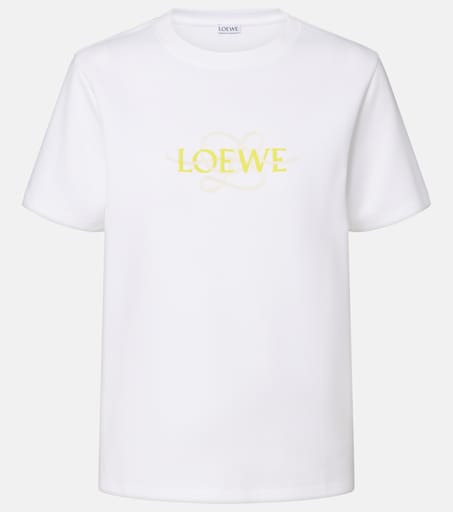 Logo cotton-blend jersey T-shirt in white - Loewe | Mytheresa