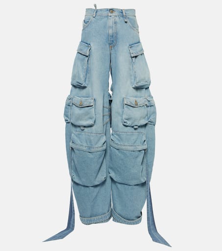 パンツ THE ATTICO Palazzo pants Cutout cargo jeans in blue - The Attico | Mytheresa