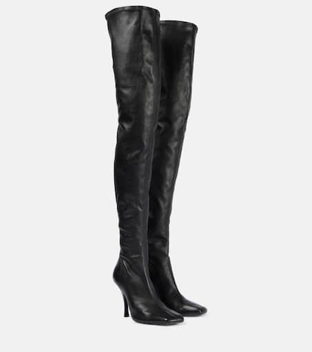 【関税込み】KHAITE ブラック Eva ミッドカーフ ブーツ Eva 100 leather over-the-knee boots in black - Khaite
