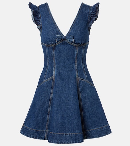 SELF PORTRAIT デニムカラー付きミニドレス self-portrait Denim Collared Mini Dress in Blue | REVOLVE