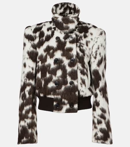 Animal-printed wool-blend jacket in brown - Dries Van Noten