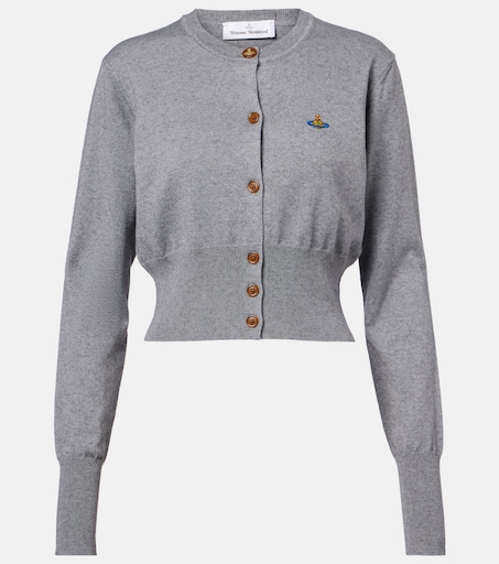 Bea cropped cotton and cashmere cardigan in grey - Vivienne