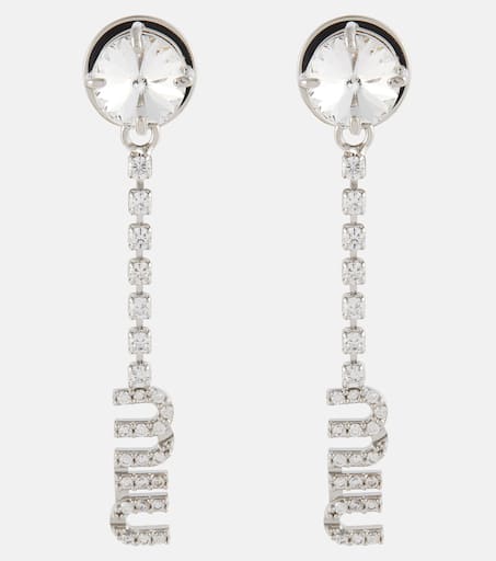 【Miu Miu】ロゴクリスタル-embellishedイヤリング Logo crystal-embellished earrings in silver - Miu Miu