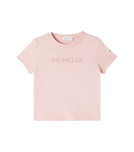 【関税&送料込み】Moncler Fuchsia Cotton T-Shirt Logo embroidered cotton jersey T-shirt in pink - Moncler