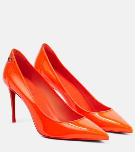 Sporty Kate 85 patent leather pumps in orange - Christian