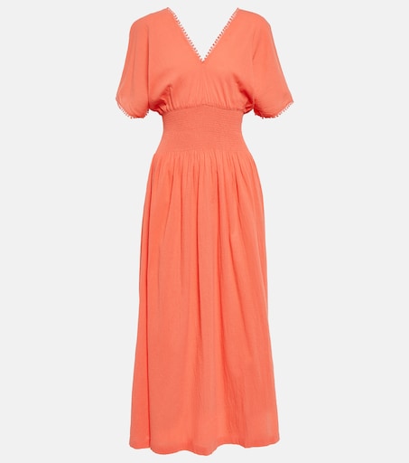 Smocked cotton maxi dress in blue - Heidi Klein | Mytheresa