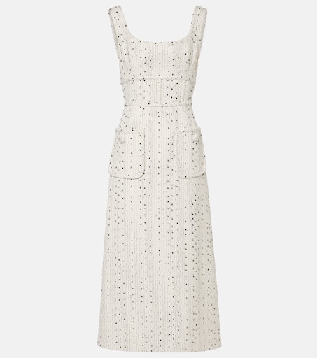 k*i様 Allure Tweed Midi Dress ホワイト Tweed Midi Dress With Buttons | Donna Karan