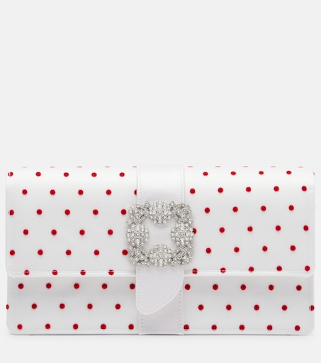 Manolo Blahnik - Capri embellished polka-dot satin clutch