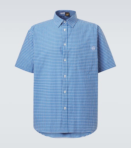 Paula's Ibiza checked cotton-blend shirt in blue - Loewe | Mytheresa