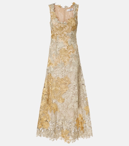 Guipure lace cocktail dress in gold - Oscar De La Renta | Mytheresa