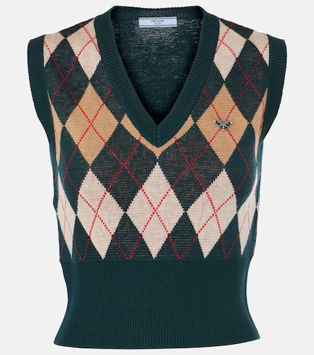 【送料&関税込】Prada Virgin Wool Sweater Trompe l'œil virgin wool sweater in yellow - Prada | Mytheresa