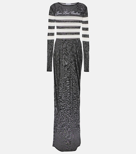Jean Paul Gaultier - Marinière striped mesh maxi dress