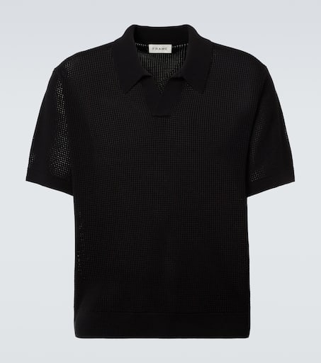 Open-knit polo sweater in black - Frame | Mytheresa