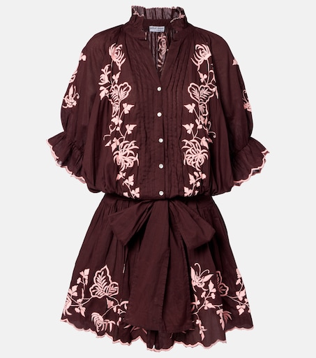 green emerald velvet dress Juliet Dunn Mexican Print Blouson Dress in White with Blue Embroidery