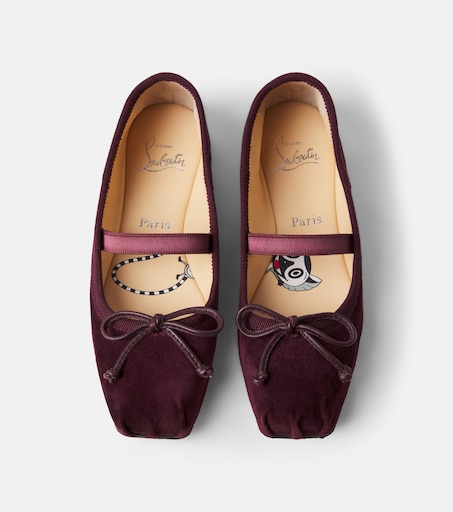 Christian Louboutin Kids 바바렛 스웨이드 발레 플랫