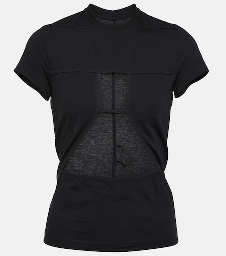 Cutout cotton jersey T-shirt in black - Rick Owens | Mytheresa