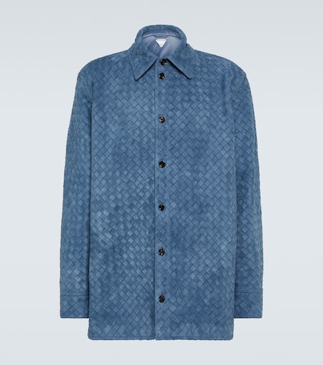 Intrecciato leather shirt in blue - Bottega Veneta | Mytheresa