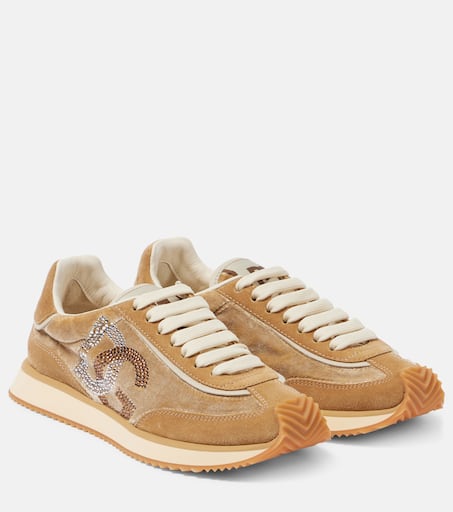 【関税＆送料込み】Dolce & Gabbana Dg Runner Suede Sneakers DG Runner suede-trimmed sneakers in brown - Dolce Gabbana