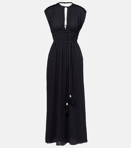 【送料&関税込】Isabel Marant Draped Maxi Dress Nadela draped cotton maxi dress in black - Isabel Marant