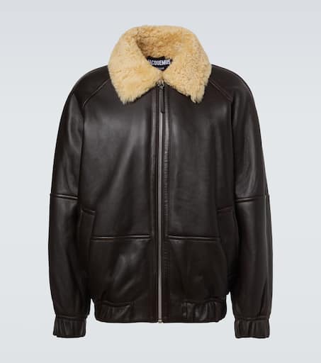 Bombardier leather bomber jacket in brown - Jacquemus | Mytheresa