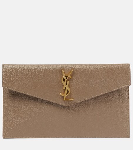 Clutch Uptown aus Leder in Beige - Saint Laurent | Mytheresa