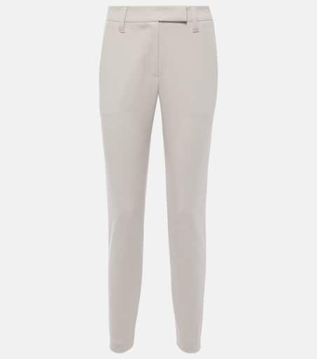 Cotton-blend slim pants in white - Brunello Cucinelli