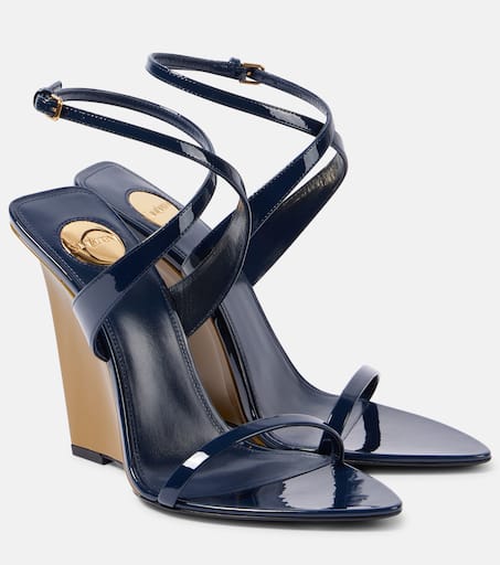 Salomé 110 patent leather wedge sandals in blue - Saint