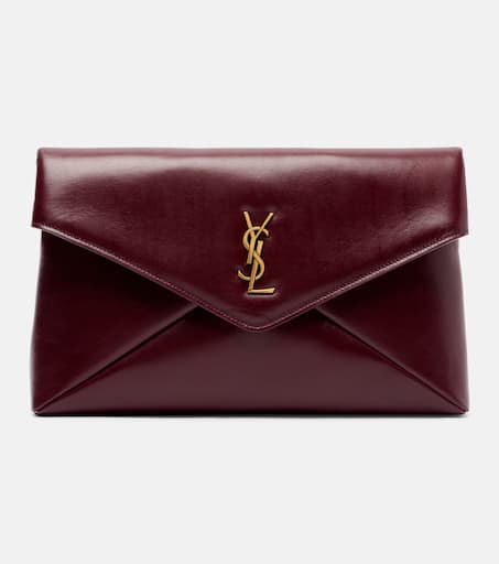 Cassandre leather pouch in burgundy - Saint Laurent | Mytheresa