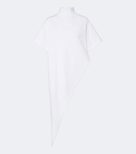 Asymmetric cotton jersey T-shirt in white - Alaia | Mytheresa