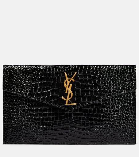 【SAINT LAURENT】UPTOWN CLUTCH●5657391GF0J1000 Uptown patent leather clutch in black - Saint Laurent