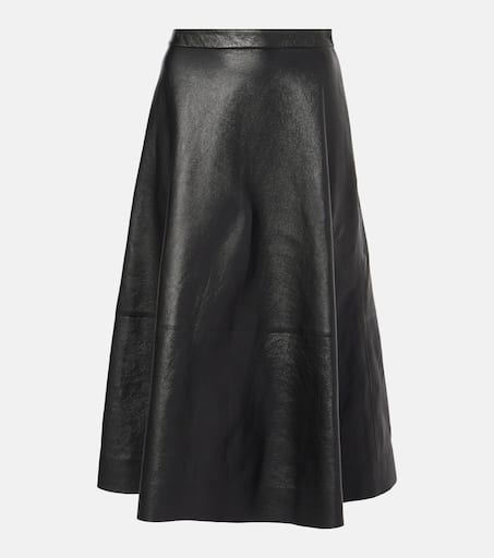 Leather midi skirt in black - Balenciaga | Mytheresa