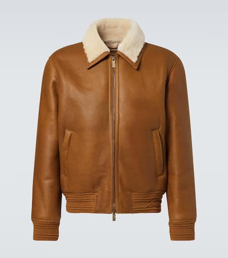 レザージャケット・コート Burberry Cappuccino Shearling Jacket Burberry Shearling Leather Aviator Jacket | Green | FARFETCH