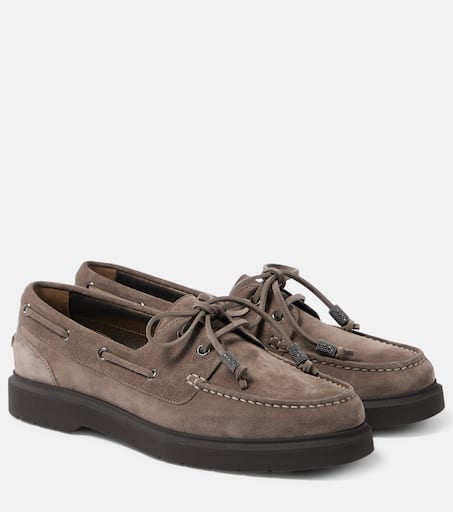 スニーカー Brunello Cucinelli Velvet Suede Boat Sheos Brunello Cucinelli Men's Suede Boat Shoes | Neiman Marcus