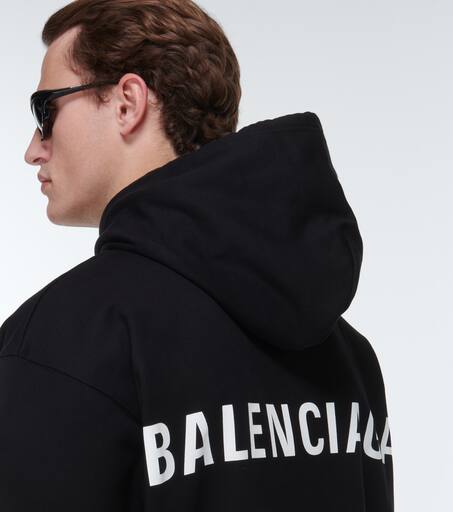 Logo Cotton Jersey Hoodie in Black - Balenciaga | Mytheresa