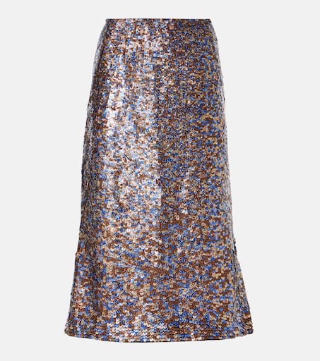 スカート DRIES VAN NOTEN SIMA MIDI SKIRT IN CHIFFON WITH SEQUINS Purple sima embroydered skirt Dries van noten- women - DRIES