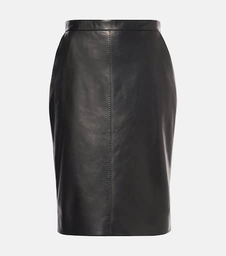 スカート SAINT LAURENT BLACK WOOL PENCIL SKIRT Saint Laurent Pencil Skirt in Noir | FWRD