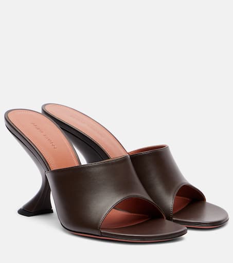 Taylor 90 leather mules in brown - Amina Muaddi | Mytheresa