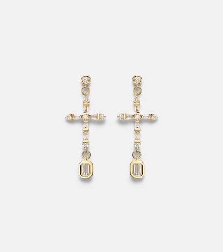 18kt gold drop earrings with diamonds