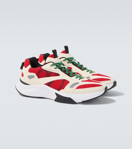 RED VALENTINO ミントグリーンリボン フラットシューズ VLogo mesh sneakers in red - Valentino Garavani | Mytheresa