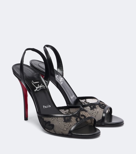 Miss Z lace-trimmed leather slingback sandals in black - Christian