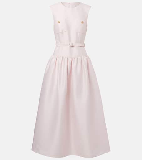 Belted taffeta midi dress in pink - Self Portrait | Mytheresa