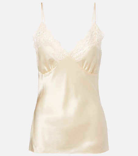 Lace-trimmed silk satin camisole in white - Stella Mc Cartney